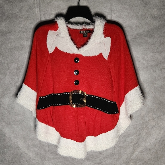 BYdesign Sweaters - Mrs. Claus Festive Hooded Christmas Poncho